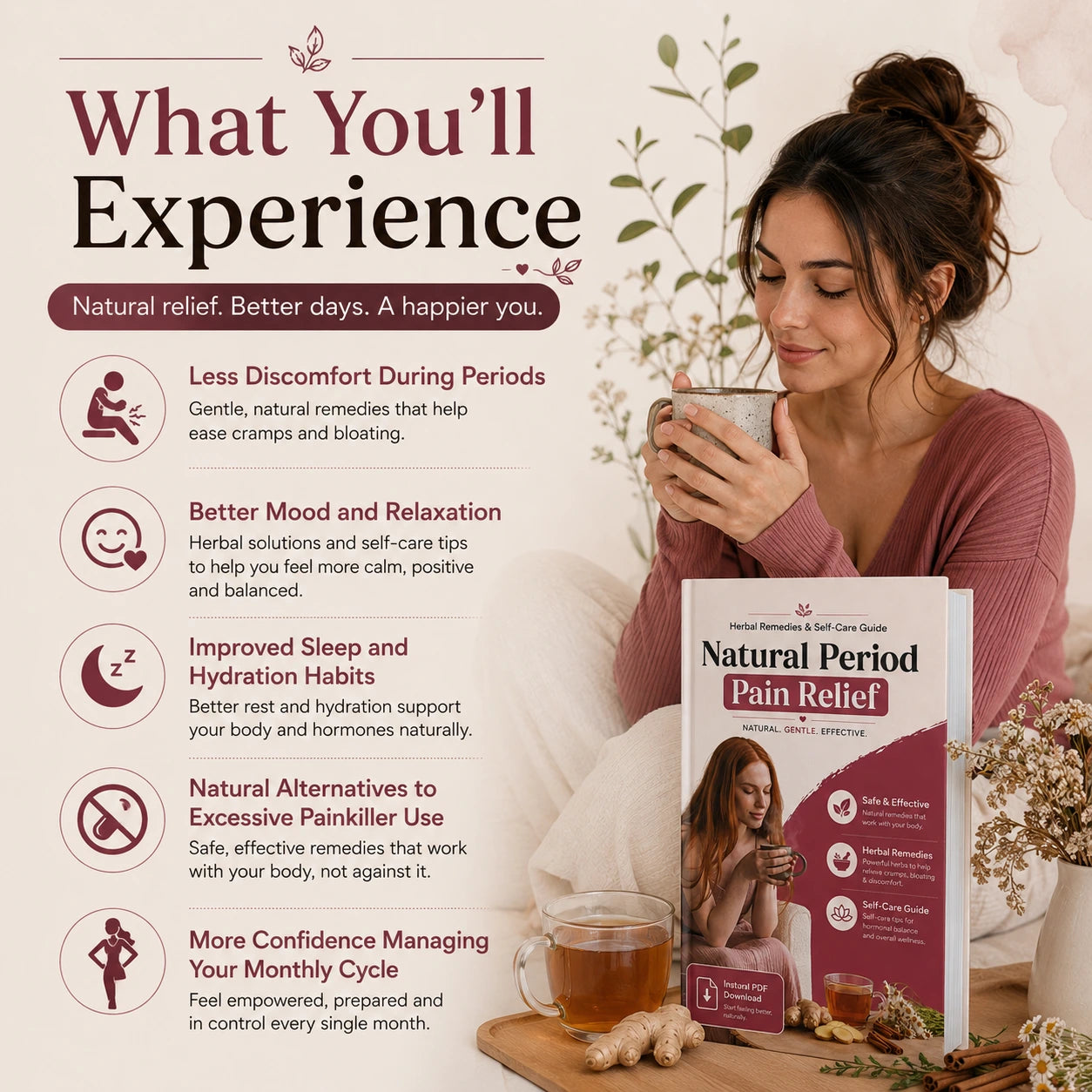 Natural Period Pain Relief Ebook | Herbal Remedies & Self-Care Guide