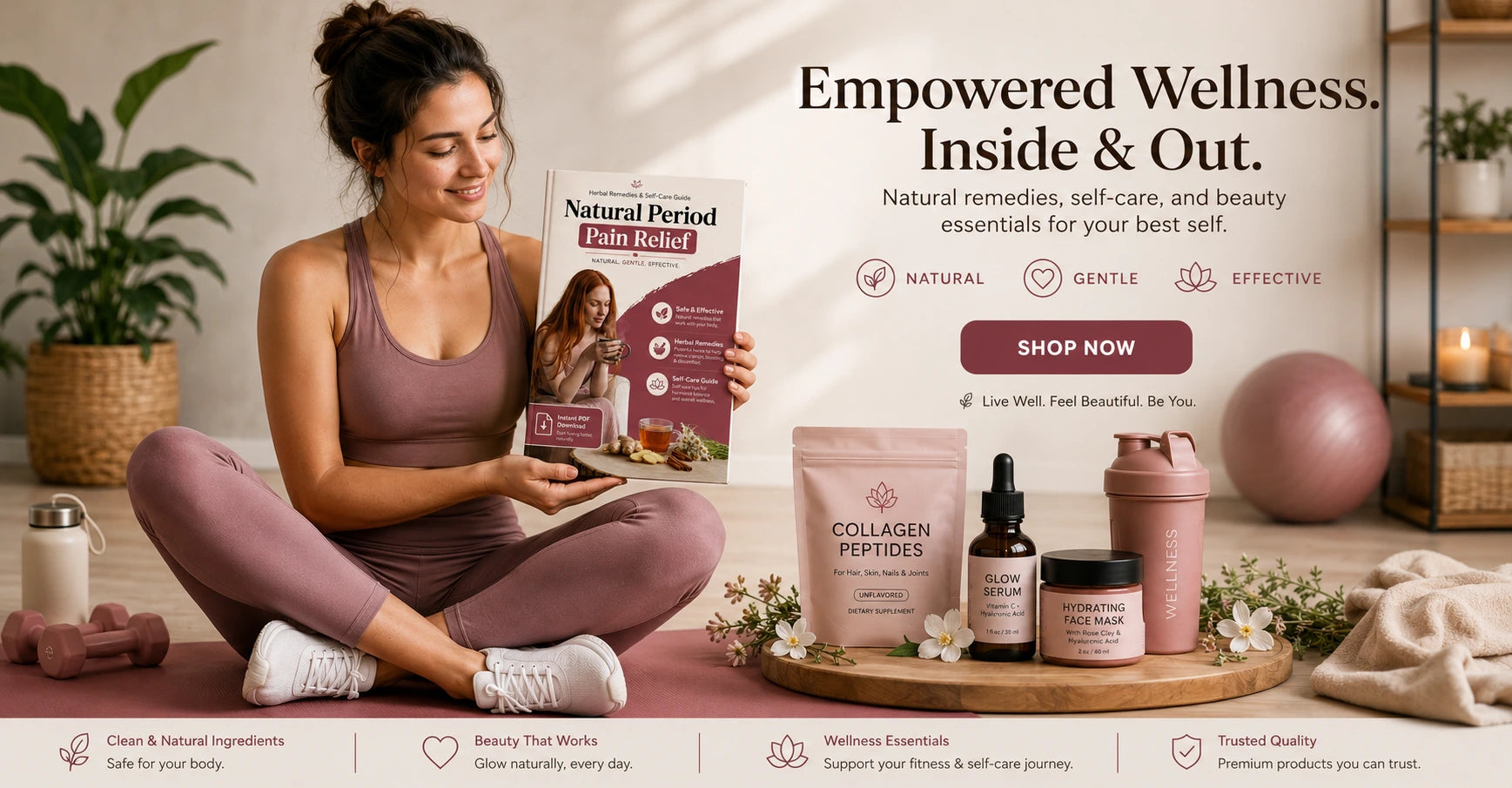 Gear Hypes wellness lifestyle brand hero banner featuring a premium self-care inspired aesthetic with modern beauty, fitness and wellness branding.